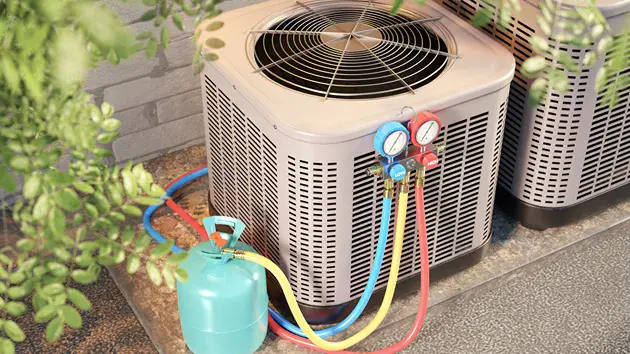 An air conditioning unit and refrigerant.